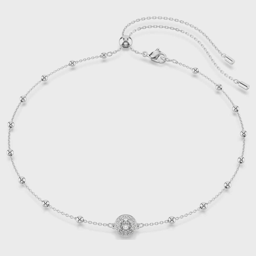 na Angelic pendant Round cut, Double sided motifs, White, Rhodium plated 5733116