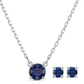 Attract set necklace earrings sapphire blue white gold tone 5536554