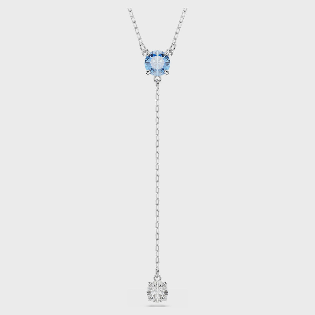 Stilla Attract Y necklace Round cut, Blue, Rhodium plated 5734249