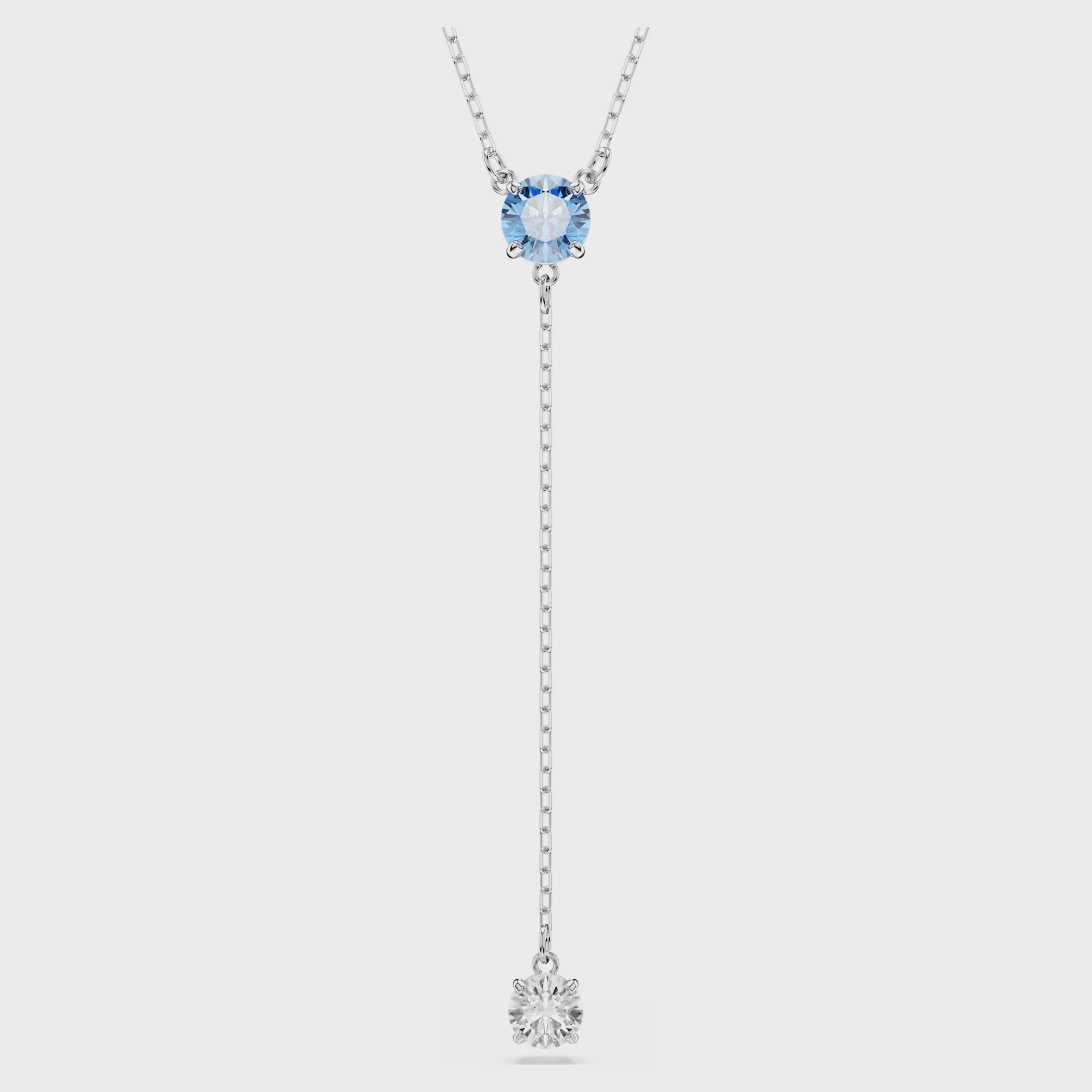 Stilla Attract Y necklace Round cut, Blue, Rhodium plated 5734249