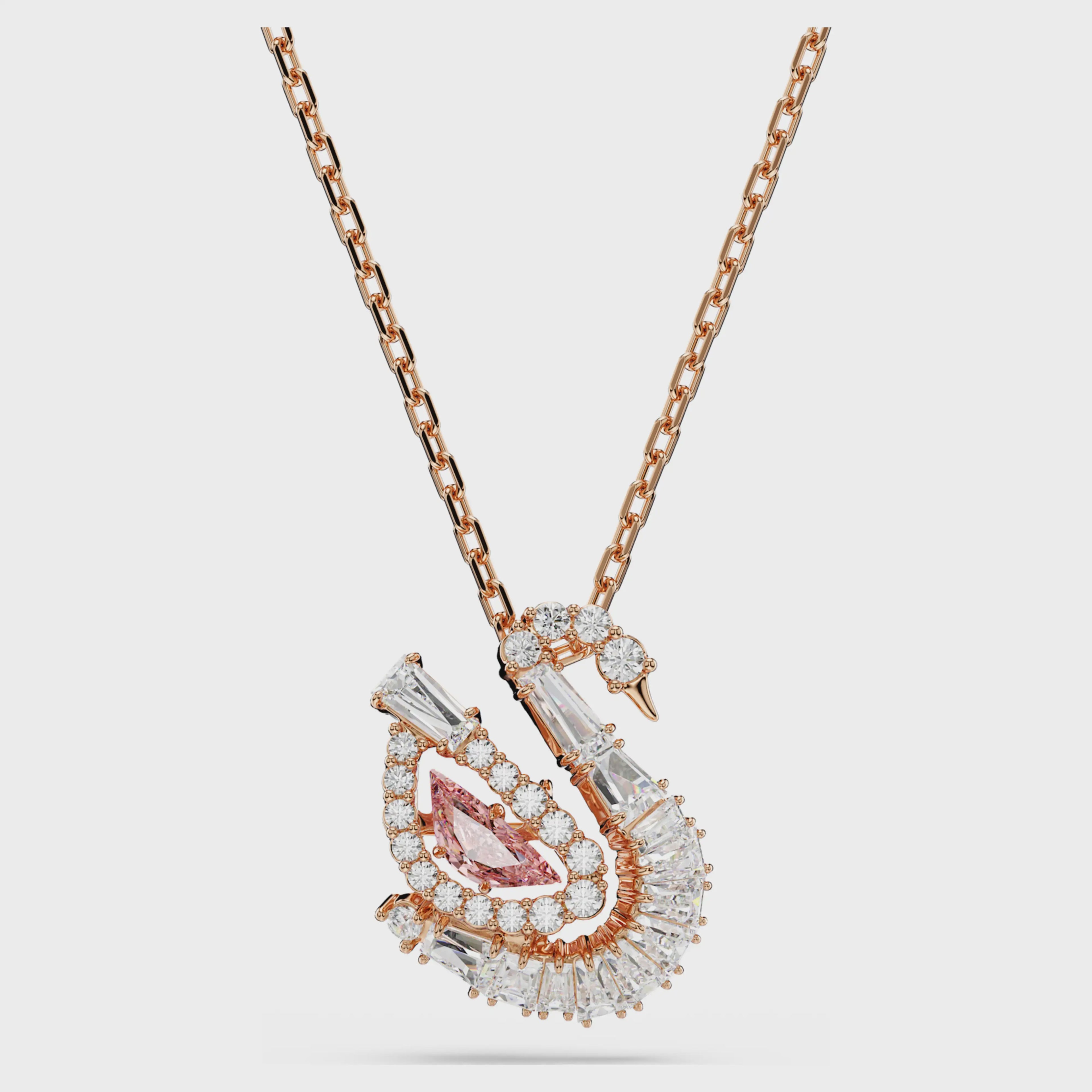 Swan pendant Mixed cuts, Swan, Pink 5732414