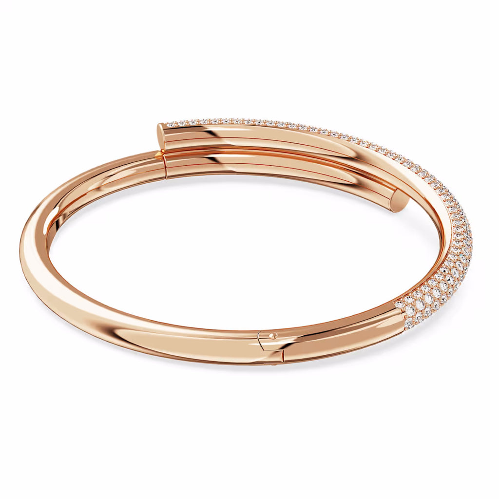 Dextera bangle Magnetic closure, White, 18k rose gold finish 5692267