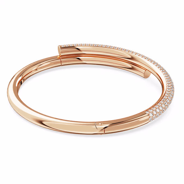 Dextera bangle Magnetic closure, White, Rose gold-tone plated