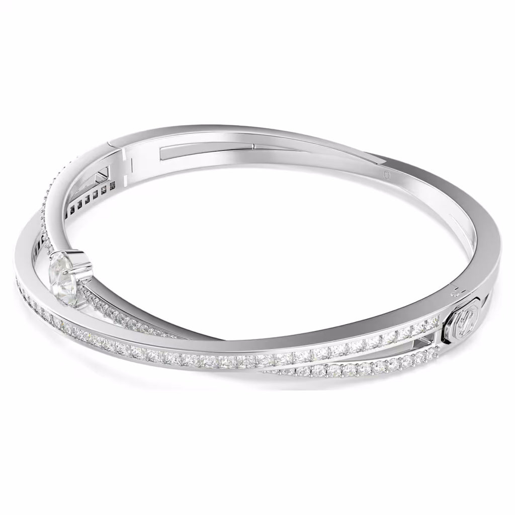 Hyperbola bangle Mixed cuts, White, Rhodium plated 5691225