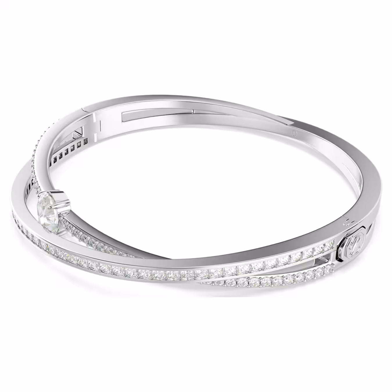 Hyperbola bangle Mixed cuts, White, Rhodium plated 5691225