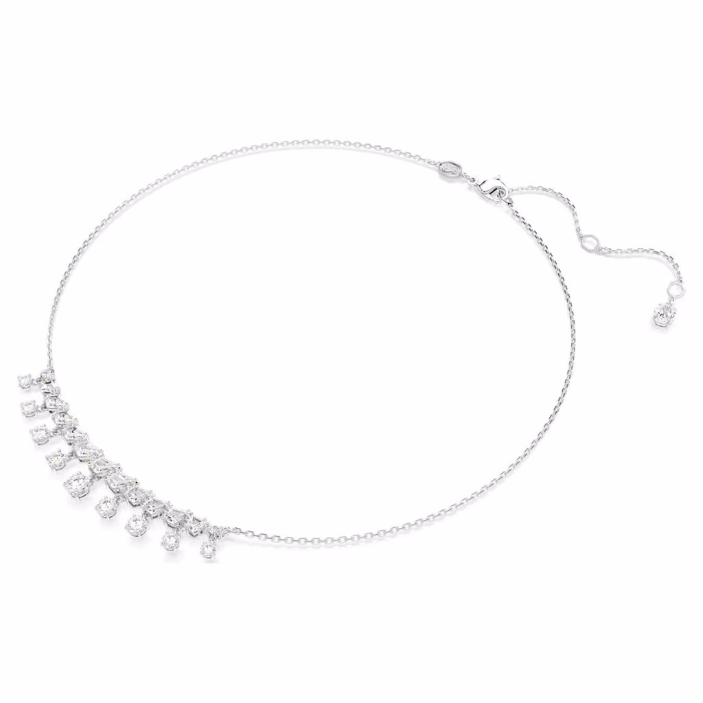 Idyllia necklace Mixed cuts, Snowflake, White, Rhodium plated 5692637