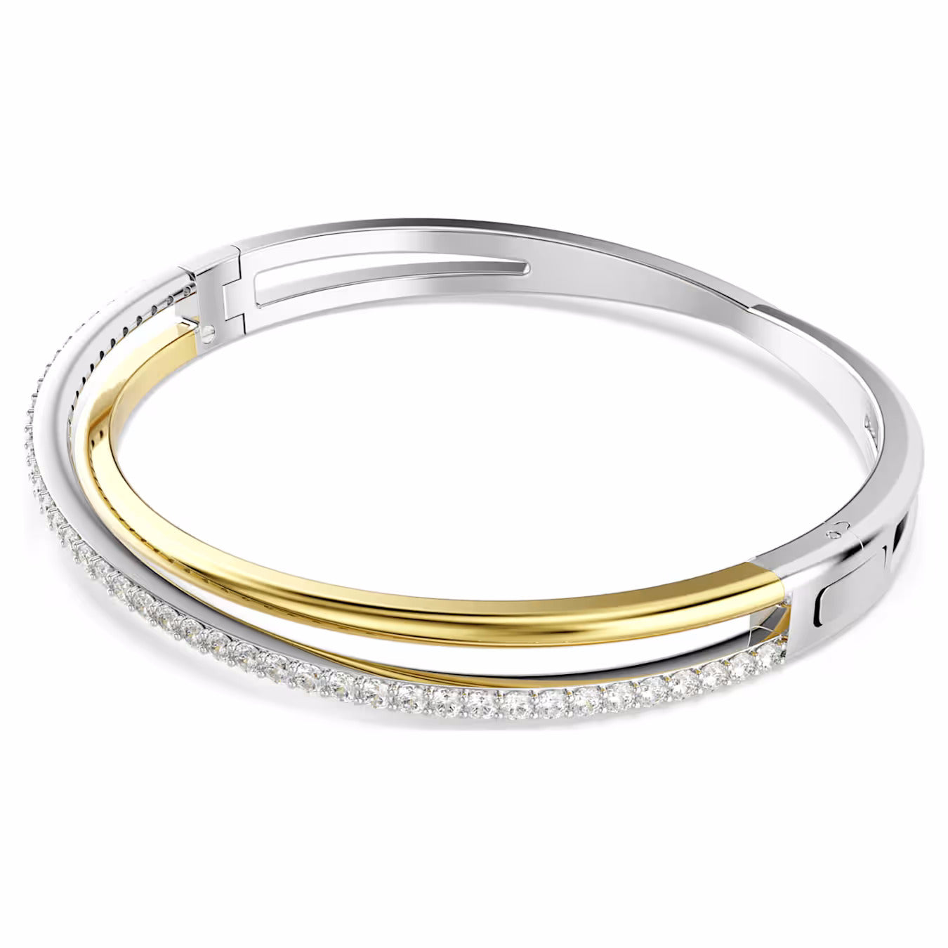 Hyperbola bangle Round cut, White, Mixed metal finish 5689722