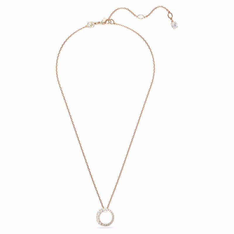 Matrix pendant Crystal pearl, Round cut, White, Rose gold-tone plated
