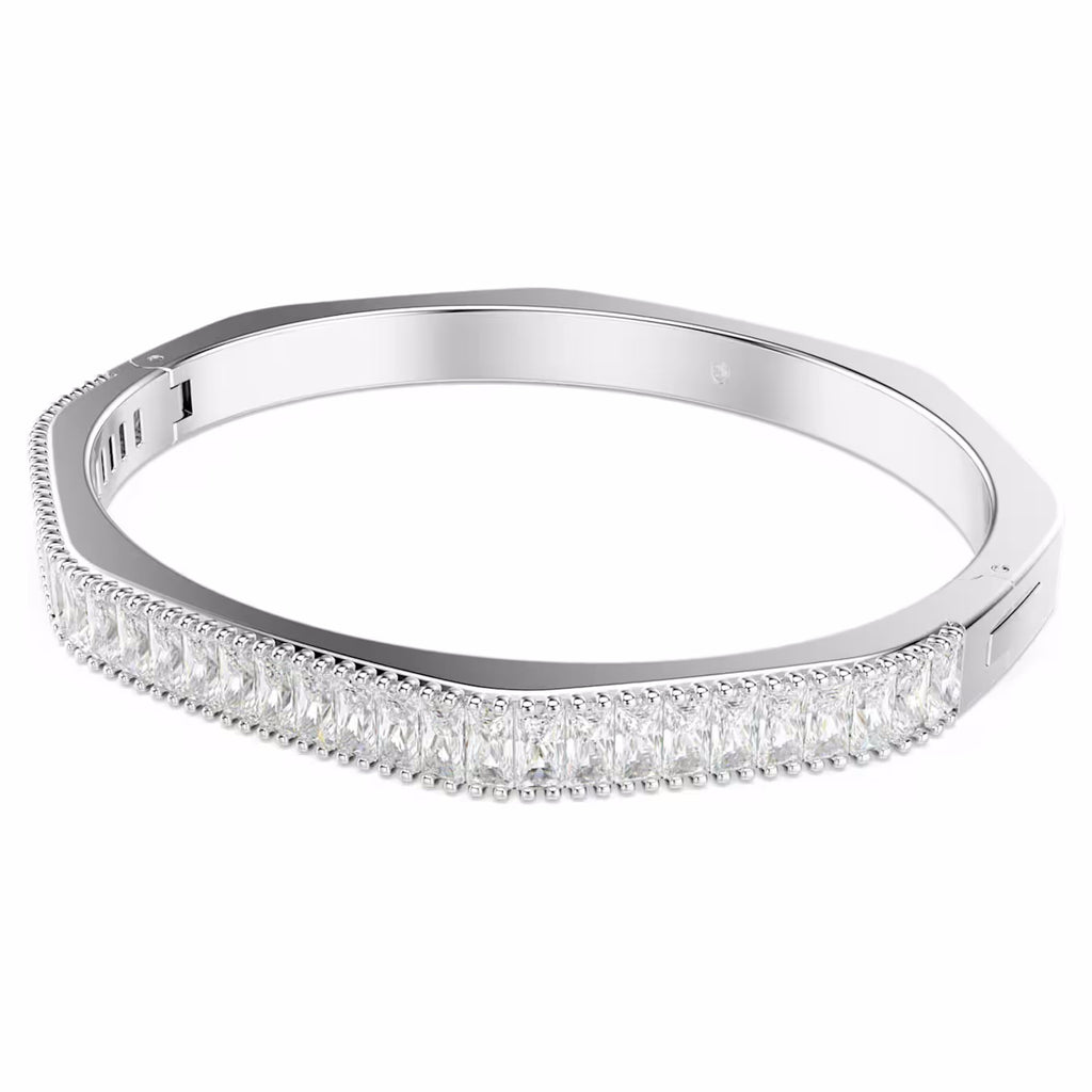 Matrix bangle Baguette cut, Octagon shape, White, Rhodium plated M 5705784