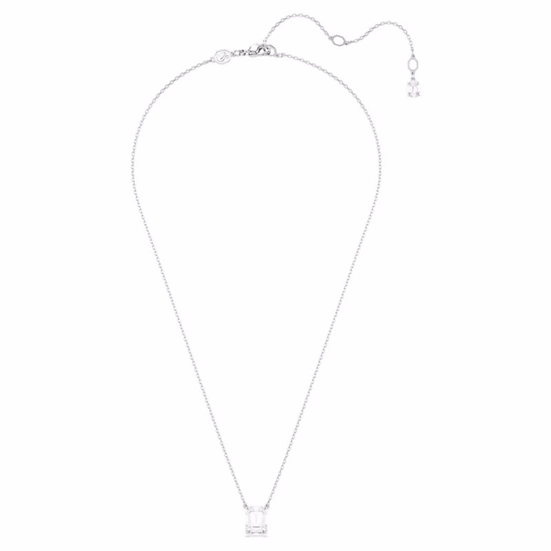 Stilla pendant Octagon cut, White, Rhodium plated