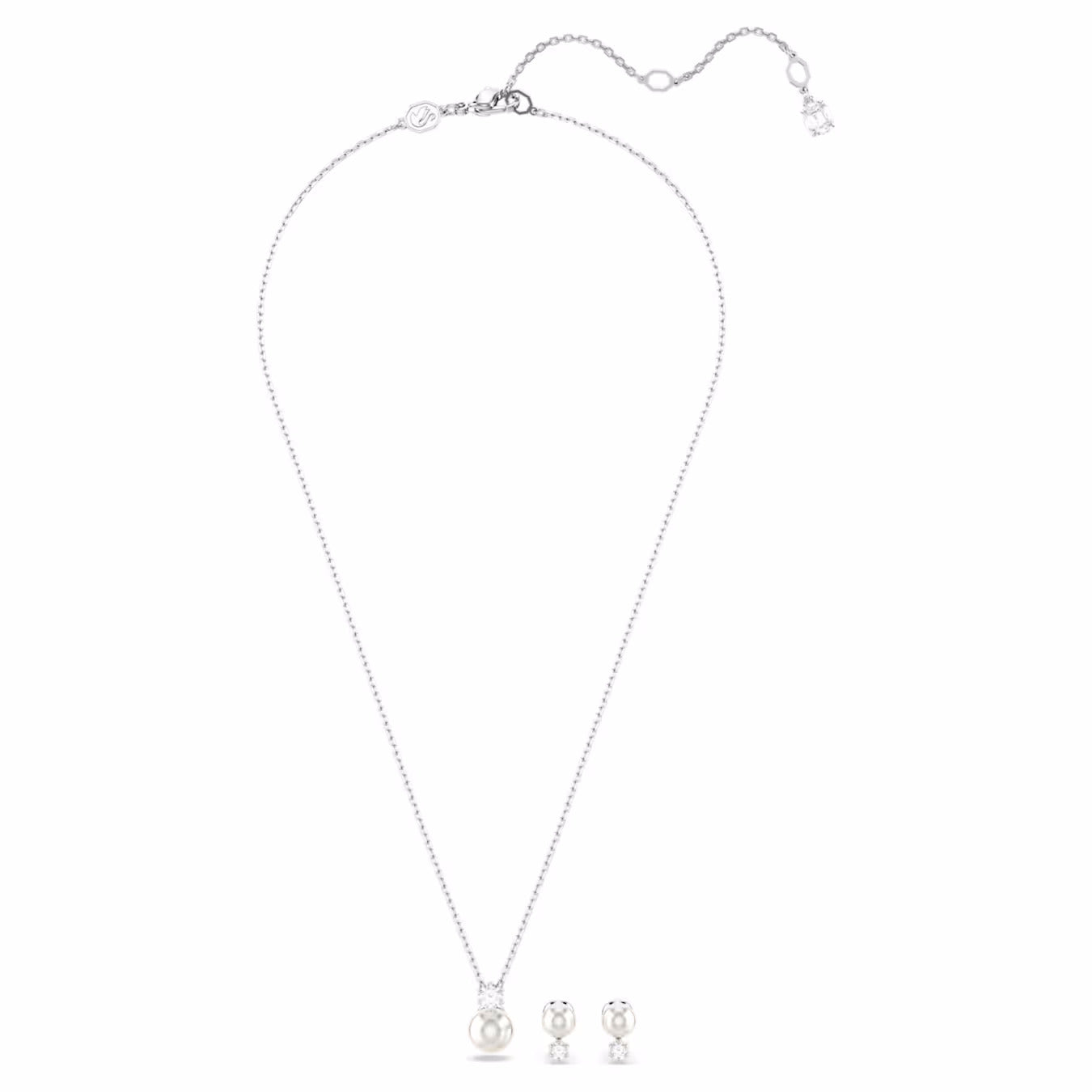 Matrix set Crystal pearl, Round cut, White, Rhodium plated 5689624