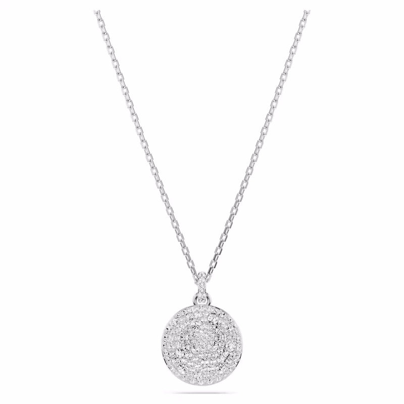 Meteora layered pendant White, Rhodium plated