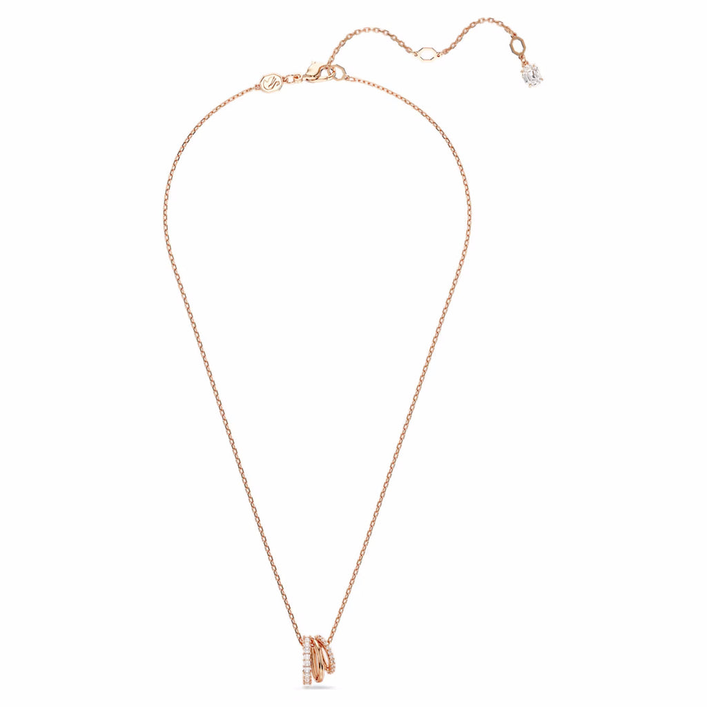 Hyperbola pendant Mixed cuts, White, 18k rose gold finish  5701494
