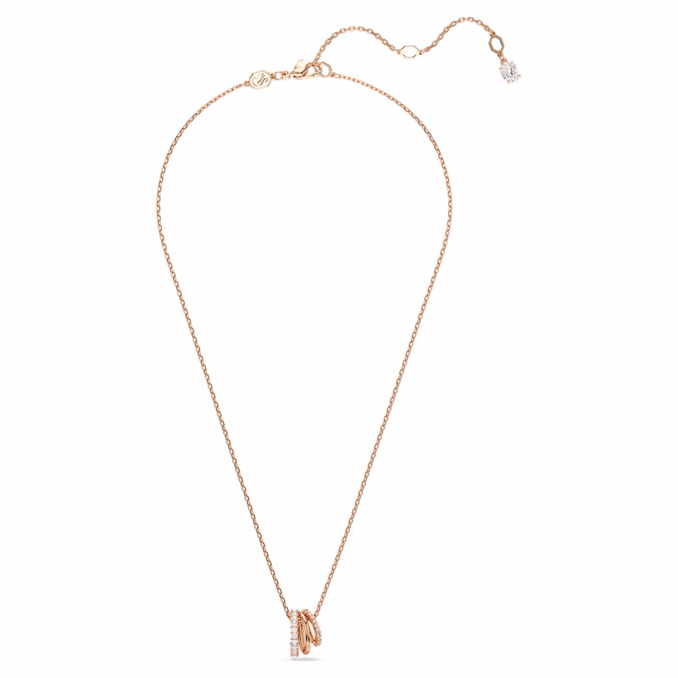 Hyperbola pendant Mixed cuts, White, 18k rose gold finish  5701494