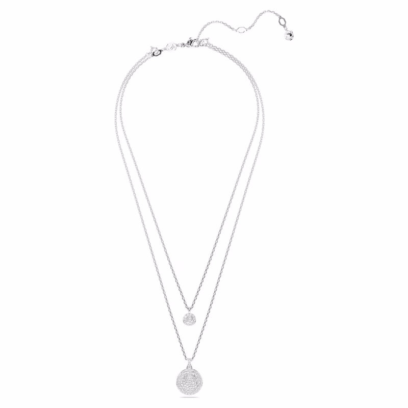 Meteora layered pendant White, Rhodium plated
