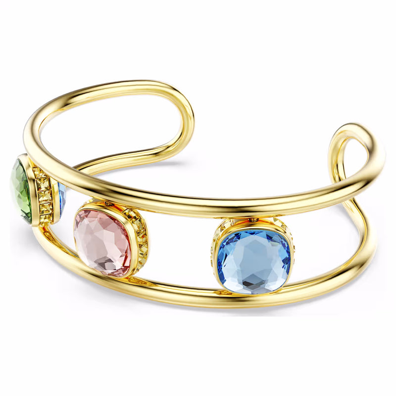 Chroma cuff Cushion cut, Multicoloured, Gold-tone plated