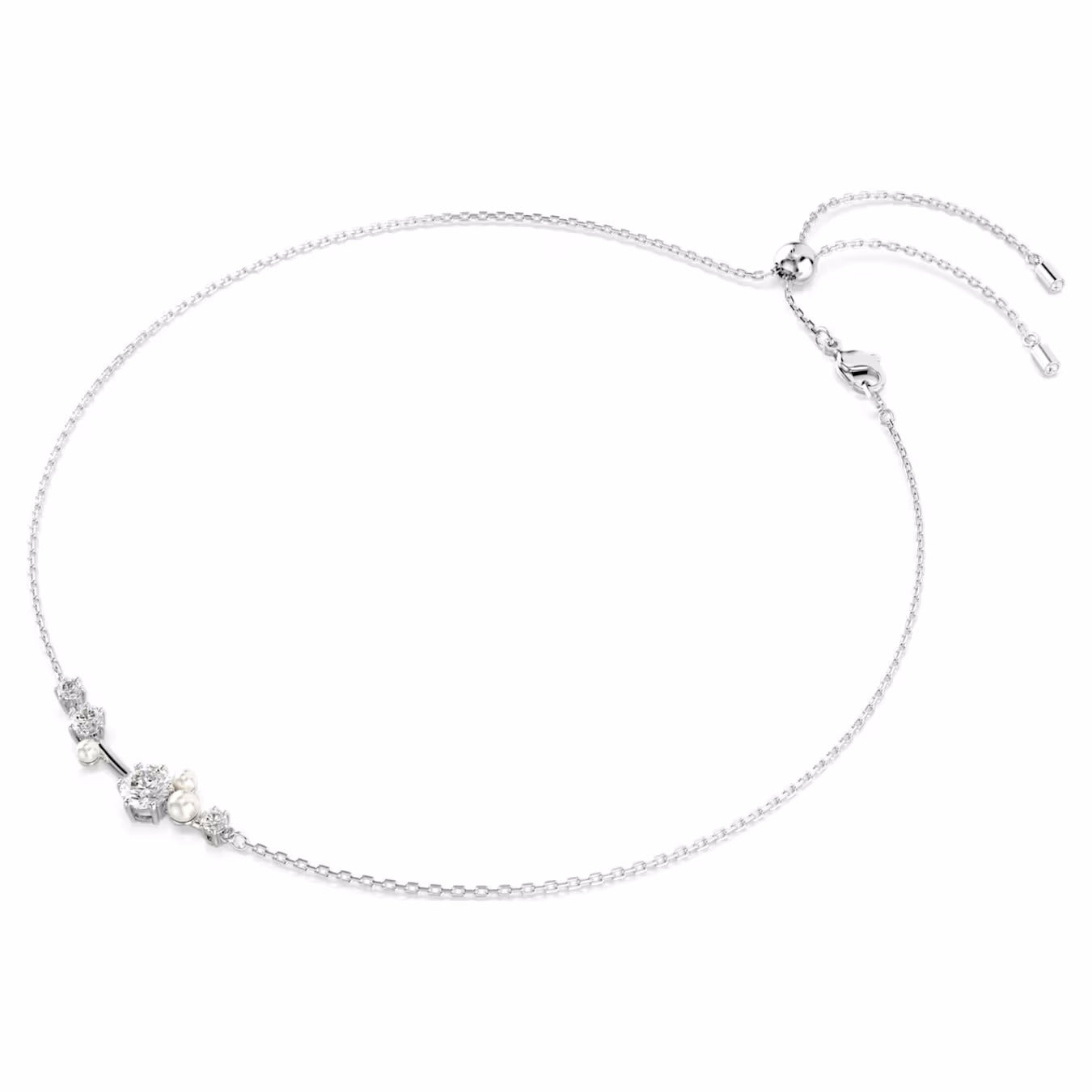 Constella necklace Crystal pearl, Round cuts, White, Rhodium plated 5705626