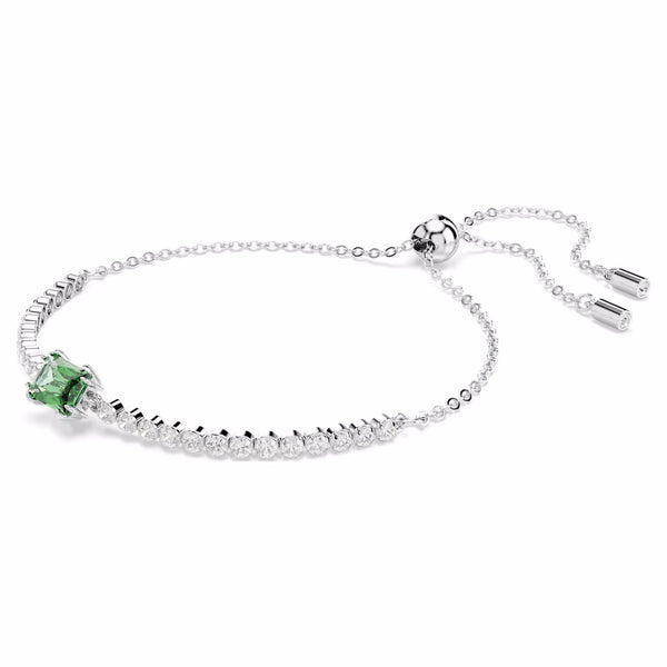 Matrix Tennis bracelet Mixed cuts, Green, Rhodium plated