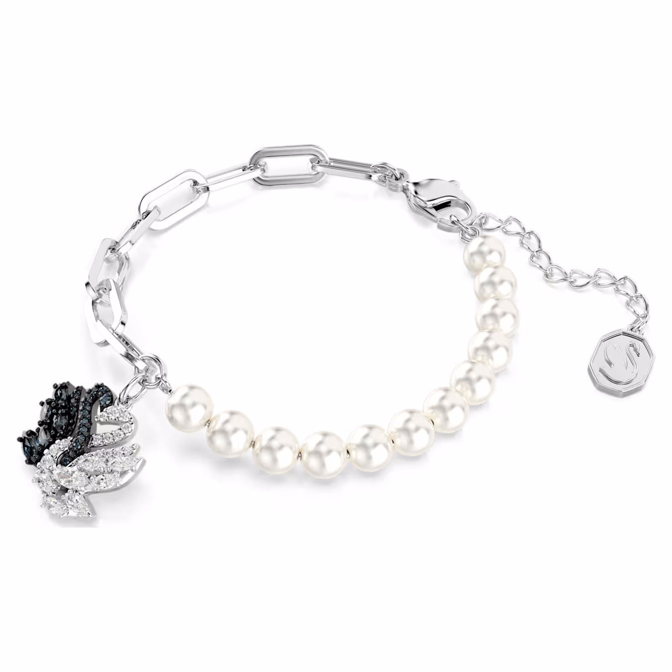 Swan bracelet Crystal pearl, Swan, Black, Mixed metal finish 5705720