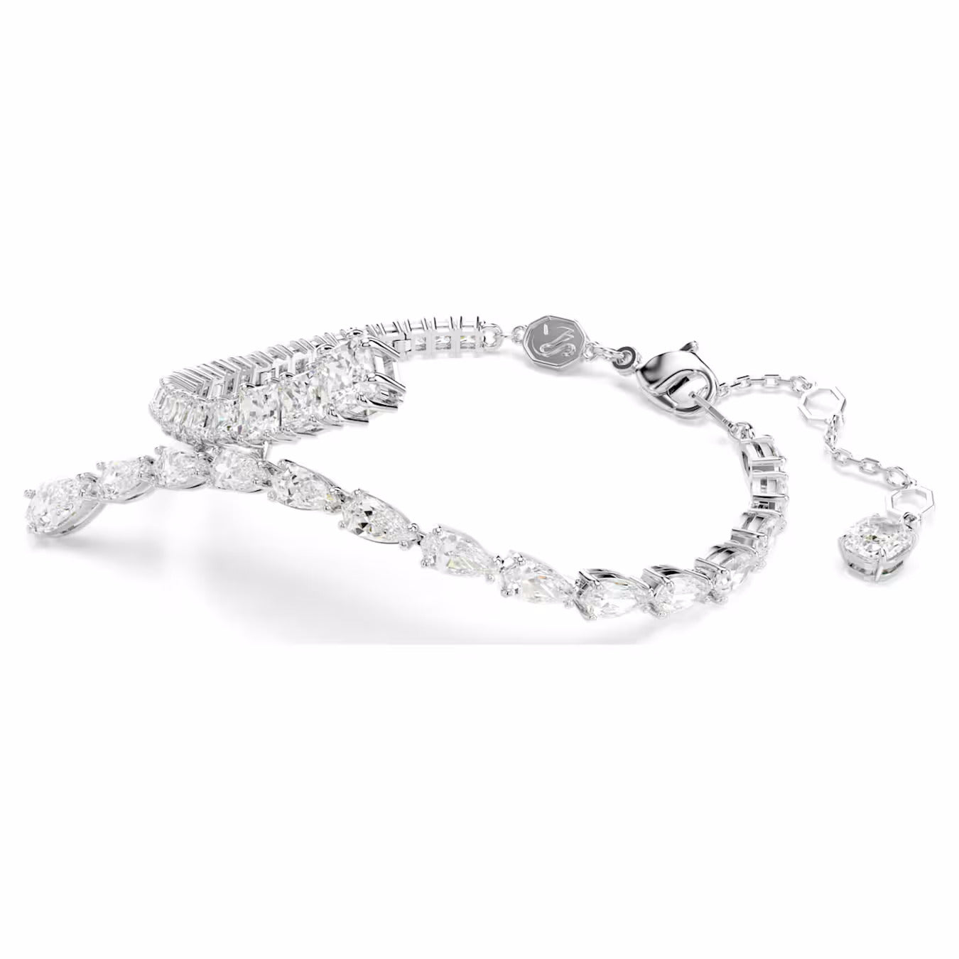 Matrix bracelet Mixed cuts, White, Rhodium plated 5693154