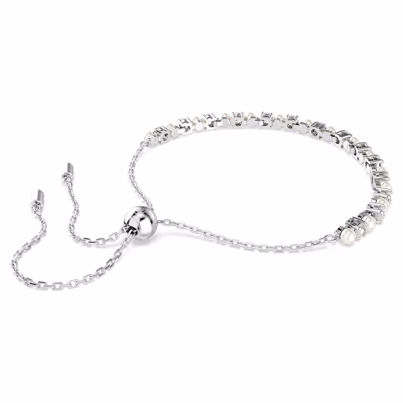 Matrix bracelet Crystal pearl, Round cut, White, Rhodium plated M 5689633
