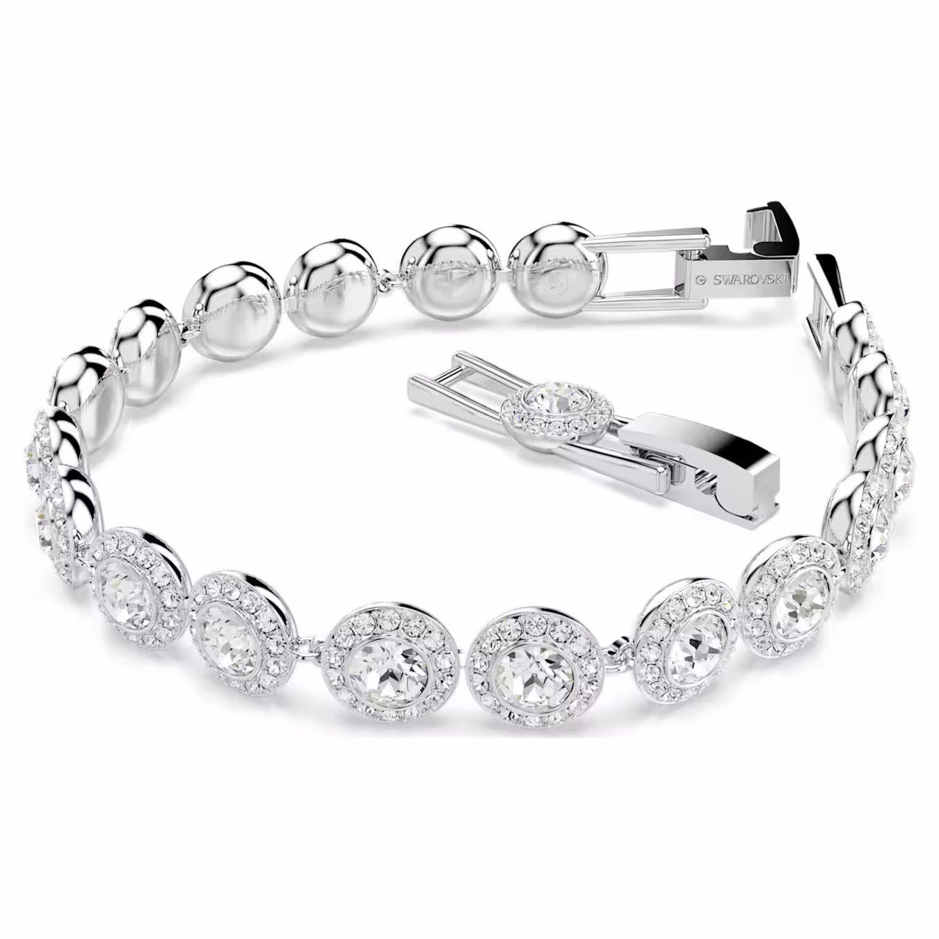 Una Angelic bracelet Round cut, White, Rhodium plated M 5682279