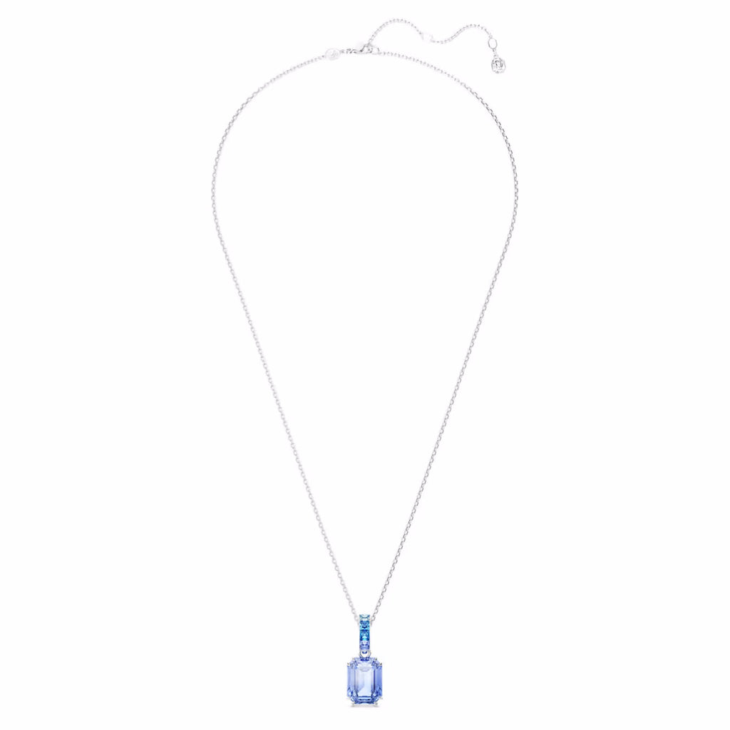 Millenia pendant Octagon cut, Blue, Rhodium plated 5696518