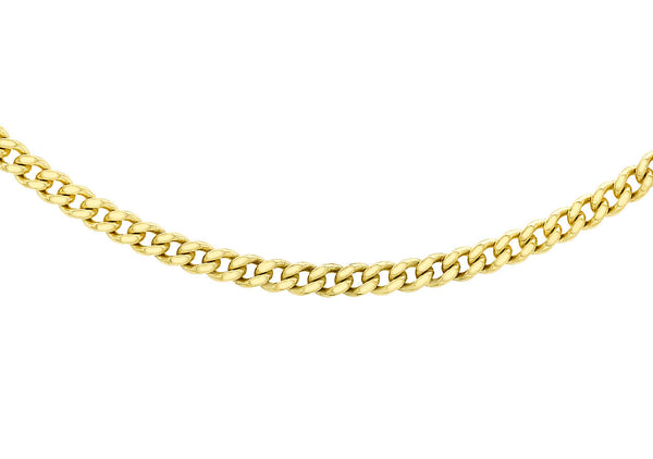 9ct Yellow Gold 30 Diamond Cut Adjustable Curb Chain 41cm-46cm