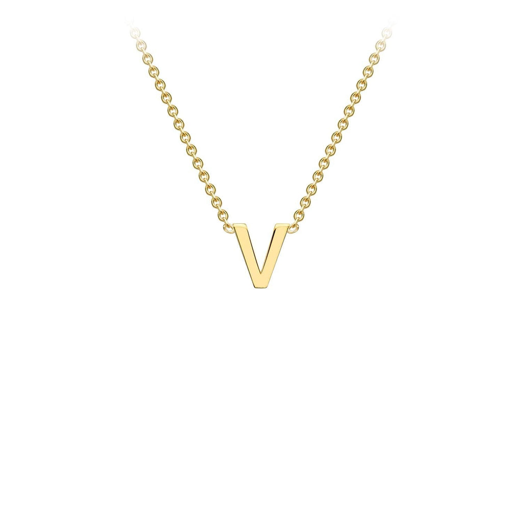 9ct Yellow Gold 'V' Initial Adjustable Letter Necklace 38/43cm