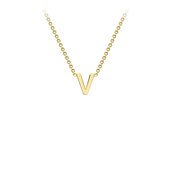 9ct Yellow Gold 'V' Initial Adjustable Letter Necklace 38/43cm