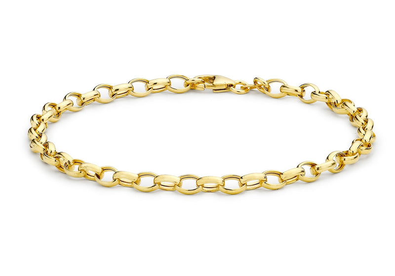 9ct Yellow Gold Oval Belcher Bracelet 19cm