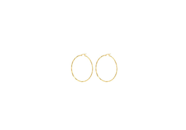 9ct Yellow Gold Diamond Cut Hoop Earrings 28mm