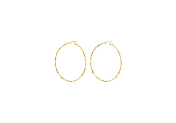 9ct Yellow Gold Diamond Cut Hoop Earrings 42mm