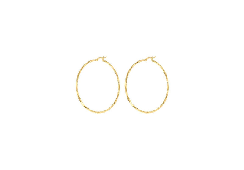 9ct Yellow Gold Diamond Cut Hoop Earrings 42mm