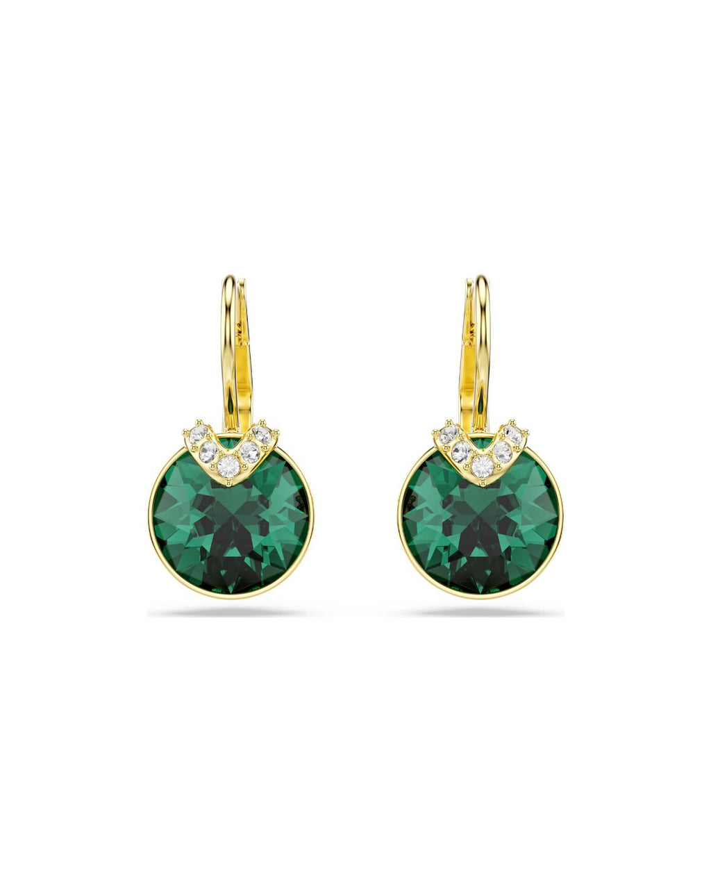 Bella V drop earrings Round cut, Green, Gold-tone plated 5735389