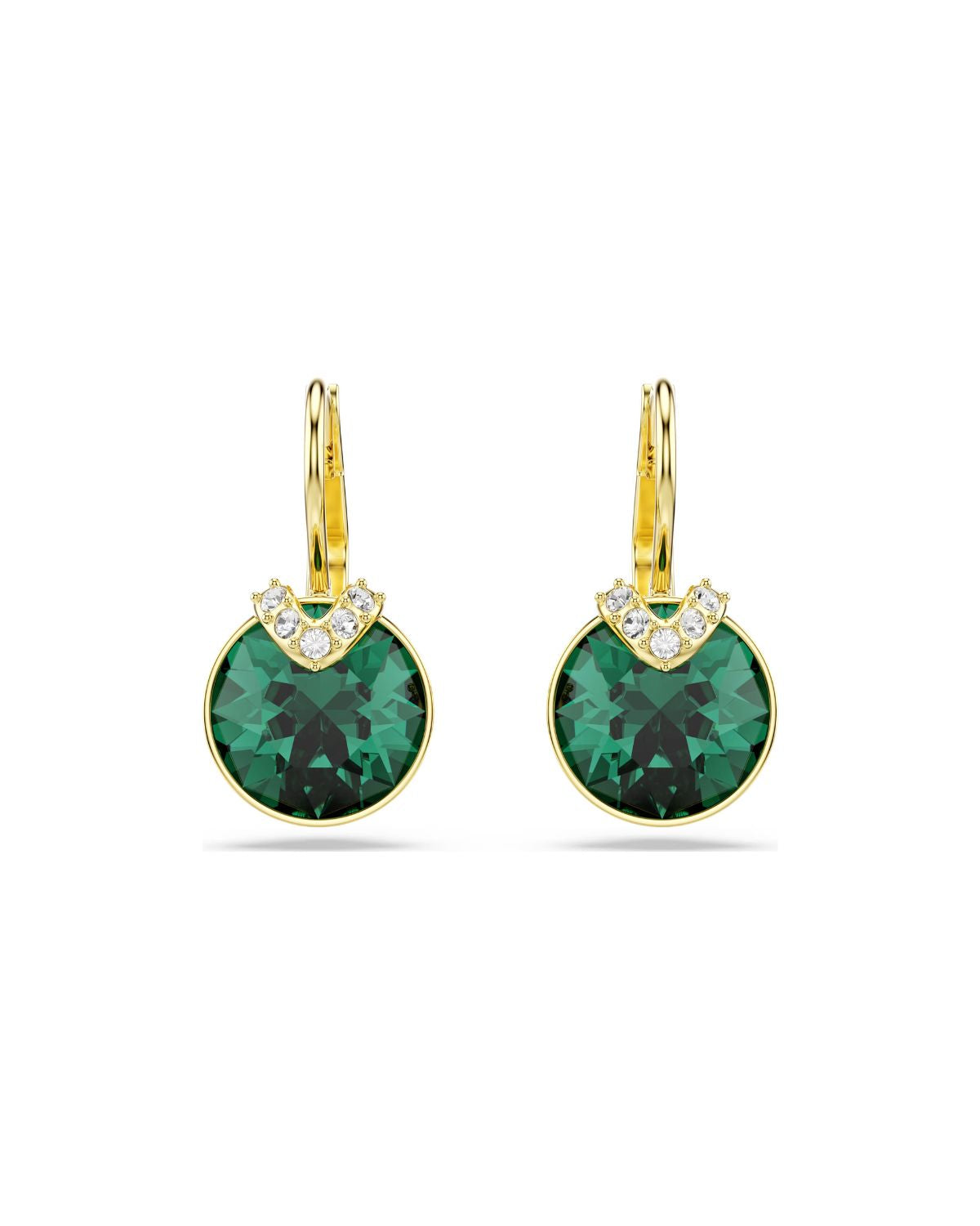 Bella V drop earrings Round cut, Green, Gold-tone plated 5735389