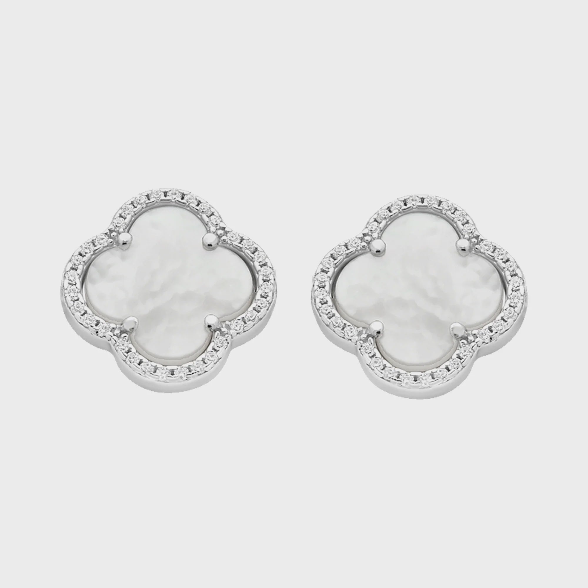 Sterling Silver Mother Of Pearl & Cubic Zirconia Earrings M3347