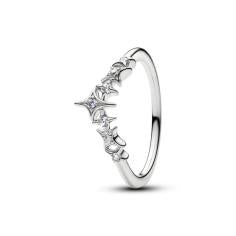 Tiara star platinum-plated ring with clear cubic z 134946C01-60