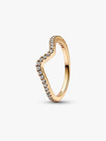 Wave 14k gold-plated ring with clear cub 162539C01-54