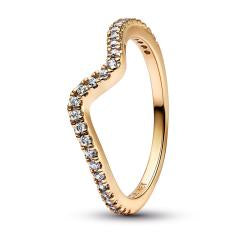 Wave 14k gold-plated ring with clear cub 162539C01-48