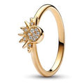 Celestial sun 14k gold-plated ring with clear cubic zirconia 162674C01