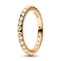 14k Gold-plated pyramid studded ring with clear cubic zirconia 162800C01