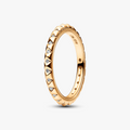 14k Gold-plated pyramid studded ring with clear cubic zirconia 162800C01 (High Resolution)