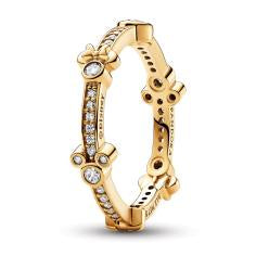 Disney Mickey and Minnie 14k gold-plated ring with clear cubic zirconia 162957C01