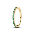 14k gold-plated ring with ocean green crystal 162999C03-60