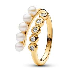 14k Gold-plated open ring with white tre 163146C01-60