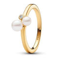 14k Gold-plated ring with white treated freshwater pearl 54
