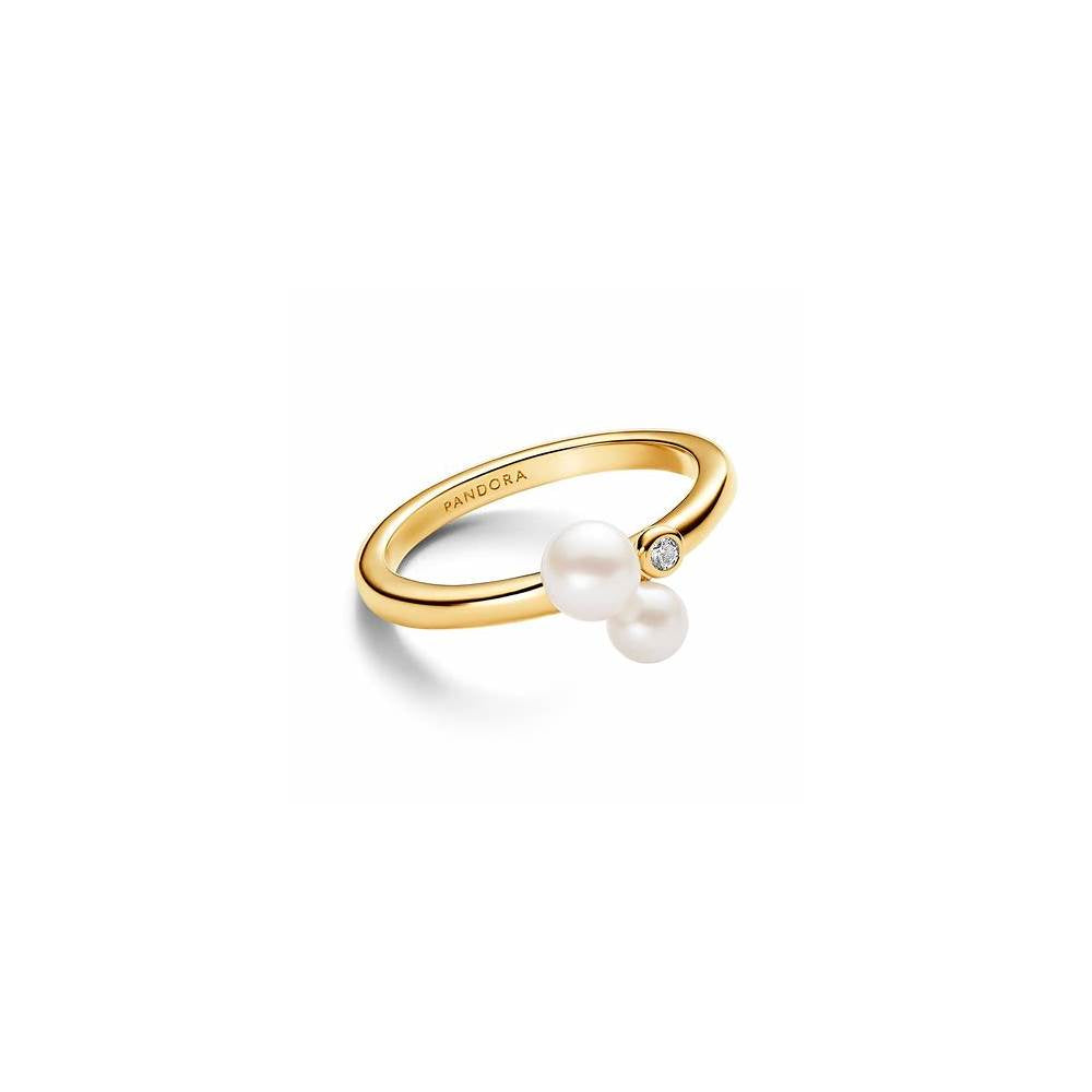 14k Gold-plated ring with white treated freshwater pearl 54 (High Resolution)