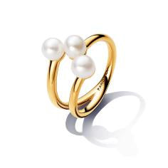 14k Gold-plated open ring with white treated freshwater cultured pearl 163285C01-52
