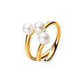 14k Gold-plated open ring with white treated freshwater cultured pearl 163285C01-52 (High Resolution)